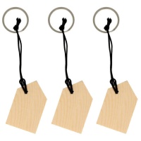 porta-chaves de madeira em forma de casa 5,5 x 3,5 x 1,5 cm - 3 pcs.