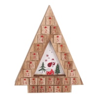 Calendário do advento em forma de árvore com gavetas 45 x 36 cm