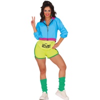 Fato de rolo neon anos 80 para mulher