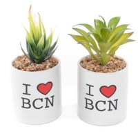 Planta artificial com vaso I love BCN sortido 8,2 x 9 cm - 1 unidade
