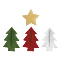 Obleas de Natal com pinheiros e estrelas - 26 unidades