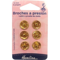 Pregadeiras banhadas a ouro de 1,3 cm - Hemline - 6 pares