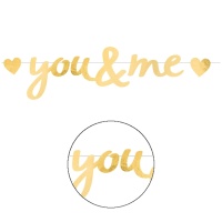 Grinalda dourada de You & Me de 90 cm