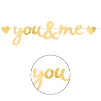 Grinalda dourada You & Me 90 cm