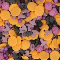 Salpicaduras de Halloween lilás, preto e laranja 50 gr - FunCaKes