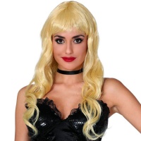 Peruca de cabelo ondulado loiro