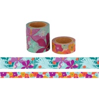 Flores e folhas em fita Washi - 5 m