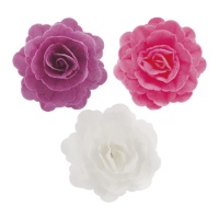 Bolachas de flores de rosa sortidas 6,5 cm - Dekora - 15 unidades