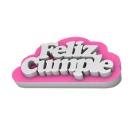 Figura de cortiça Happy Birthday com nuvem cor-de-rosa 22 x 40 cm