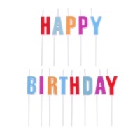 Velas multicoloridas Happy Birthday 1,5 x 2,5 cm - PME - 13 unid.