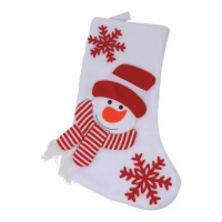 Meia de boneco de neve branca 43 cm