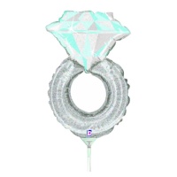 Balão com anel de diamante azul 22 x 31 cm - 10 peças - Grabo