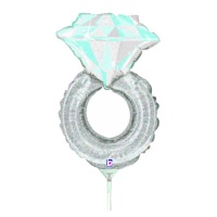 Balão anel de diamante azul 22 x 31 cm - 10 unidades - Grabo