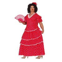 Fato flamenco vermelho com pontos de polca para homens