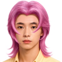Peruca de K-Pop rosa pink para homem - DISPONÍVEL DEZEMBRO 2025