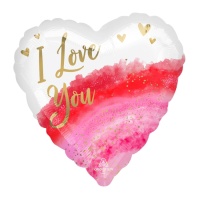 I Love You Watercolour Heart Balloon 43 cm - Anagrama