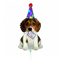 Balão de cãozinho de Happy Birthday de 21 x 41 cm - 10 unidades - Grabo