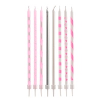 Mistura de velas de 13 cm de comprimento cor-de-rosa - Dekora - 16 unidades