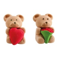 Decoração de açucar de ursinhos de peluche 3D do Dia dos Namorados - Dekora - 20 unidades