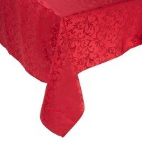 Toalha de mesa de 1,50 x 1,50 m em tecido jacquard vermelho