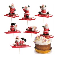Pai Natal trenó toppers 7,5 cm - Dekora - 72 unidades
