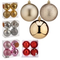 Bolas de Natal com textura sortida 8 cm - 4 unidades