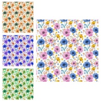 Tecido de algodão flores coloridas Hellen - Indigo