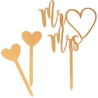 Topo para bolo de Sr. e Sra. com corações - 3 unidades