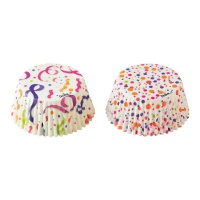 Cápsulas para cupcake brancas com confetes - 36 unidades