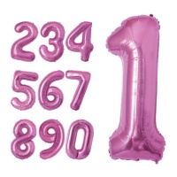 Balão número metálico rosa fúcsia 1m