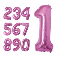 Balão número metálico rosa fúcsia 1 m - 1 peça