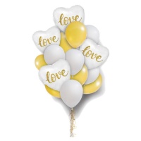 Buquê de balões de coração branco Love - 16 unidades