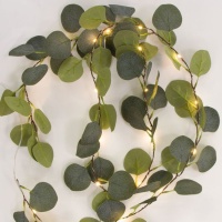 Guirlanda de folhas de Eucalyptus cinerea operada a bateria com luzes LED - 1,5 m