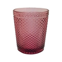 Copo de vidro rosa gravado de 250 ml