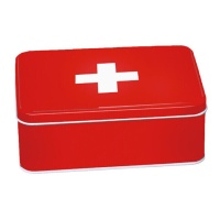 Caixa metálica 19 x 13 x 6,5 cm para estojo de primeiros socorros vermelho