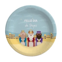 Pratos dos Reis Magos azul de 18 cm - 8 unidades