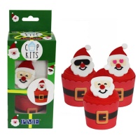 Conjunto de Decoração de Cupcakes com Emoji do Pai Natal - PME - 6 unidades