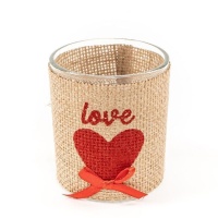 Castiçal de vidro decorado vidro Love 7,7 x 7 cm