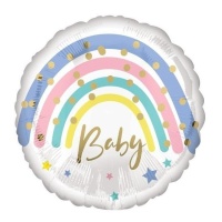 Balão redondo em pastel arco-íris para bebés 43 cm - Anagrama