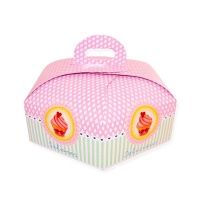 Caixa hexagonal para bolos de 32 x 32 x 10 cm com pega