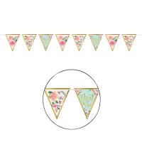 Galhardete triangular decorado com flores da Mint to be - 4,57 m