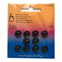 Pregos de pressão pretos de 1,1 cm - Pónei - 10 pares