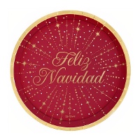 Pratos de 23 cm Estrela Feliz Natal - 6 unidades