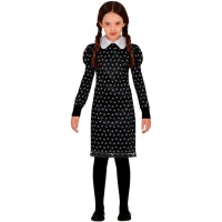 Fato de menina com caveiras da família sinistra para crianças