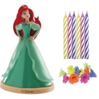 Decoração de bolo Ariel com velas