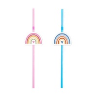 Palhinhas de plástico com as cores do arco-íris 21 cm - 12 peças