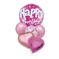 Bouquet Feliz Aniversário com letras em relevo - 6 peças