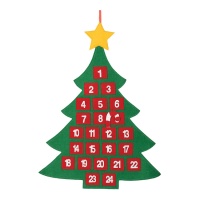 Calendário do Advento de Árvore de Natal com bolsinhos de 69 x 53 cm
