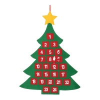 Calendário do advento da árvore de Natal com bolsos 69 x 53 cm
