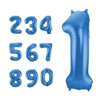 Balão de número gigante azul mate de 86 cm - Folat